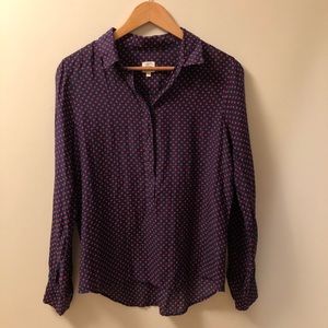 J. Crew The Perfect Shirt Blue and Red Polka Dot